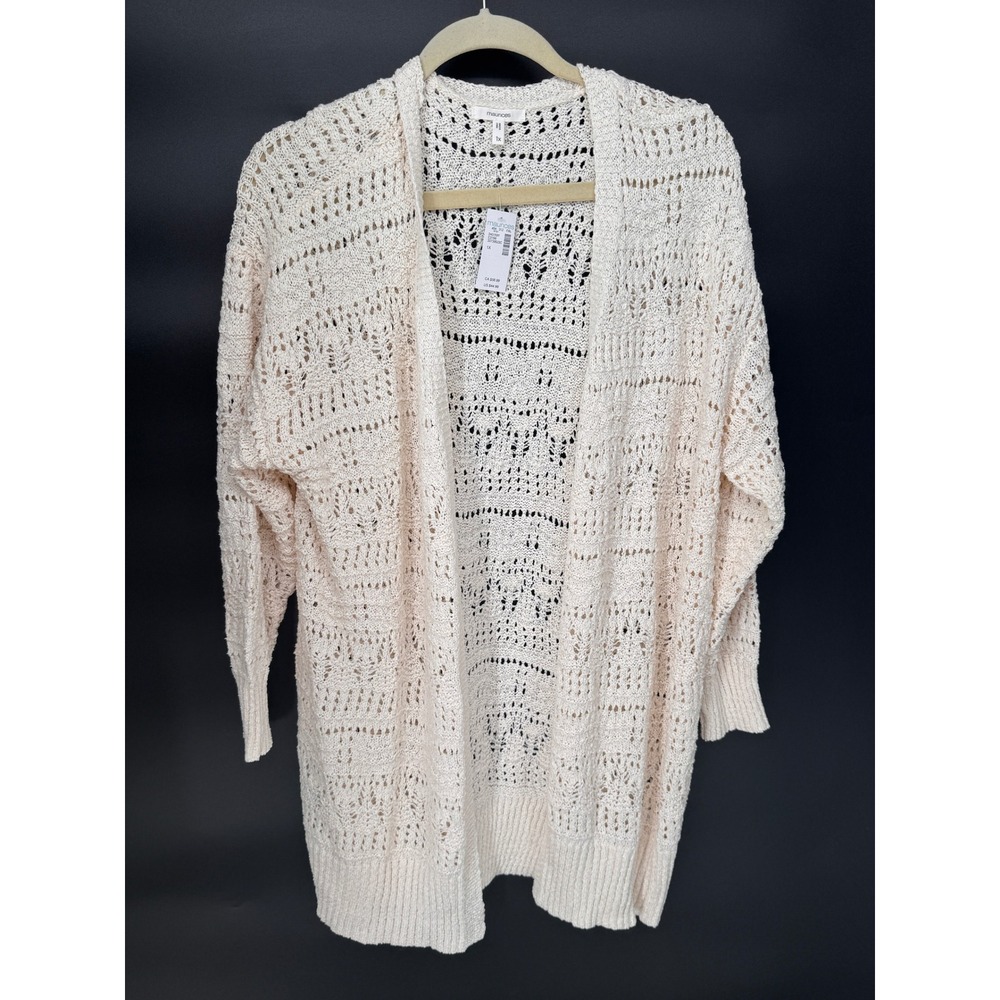 Maurices Cardigan Women 1X Cream NWT Pointelle Crochet Open Front Long Sleeve